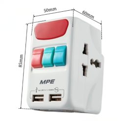Ổ cắm du lịch đa năng tích hợp 2 cổng USB mã TA4 MPE - Thiết bị điện Mai Linh Electric