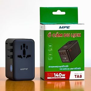 Ổ cắm du lịch đa năng tích hợp 3 cổng USB-C và 1 cổng USB-A sạc nhanh GaN 140W mã TA8 MPE - Thiết bị điện Mai Linh Electric