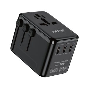Ổ cắm du lịch đa năng tích hợp 3 cổng USB-C và 1 cổng USB-A sạc nhanh GaN 67W mã TA6 MPE - Thiết bị điện Mai Linh Electric