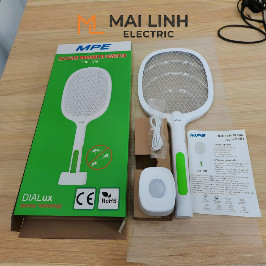 Vợt muỗi thông minh có đèn LED tự bắt muỗi VM1 MPE - Thiết bị điện Mai Linh Electric