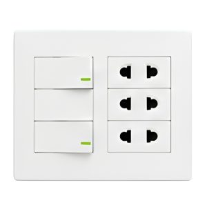 Bộ công tắc ổ cắm đôi - 3 ổ cắm 2 chấu tích hợp 2 công tắc và 1 cầu chì và đế nổi đôi A60B23U2N1F MPE - Thiết bị điện Mai Linh Electric