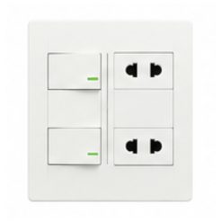 Bộ công tắc ổ cắm đôi - 2 ổ cắm 2 chấu tích hợp 2 công tắc và 1 cầu chì và đế nổi đôi A60B22U2N1F MPE - Thiết bị điện Mai Linh Electric
