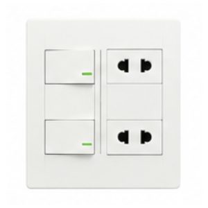 Bộ công tắc ổ cắm đôi - 2 ổ cắm 2 chấu tích hợp 2 công tắc và 1 cầu chì và đế nổi đôi A60B22U2N1F MPE - Thiết bị điện Mai Linh Electric