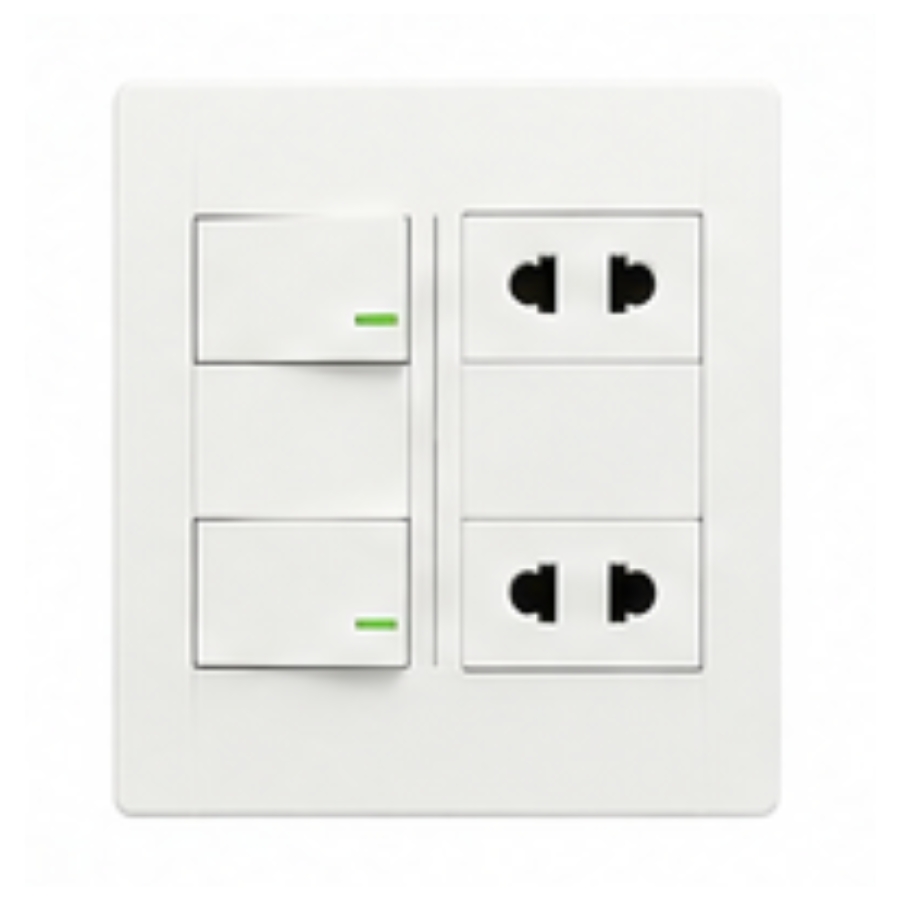 Bộ công tắc ổ cắm đôi - 2 ổ cắm 2 chấu tích hợp 2 công tắc và 1 cầu chì và đế nổi đôi A60B22U2N1F MPE - Thiết bị điện Mai Linh Electric