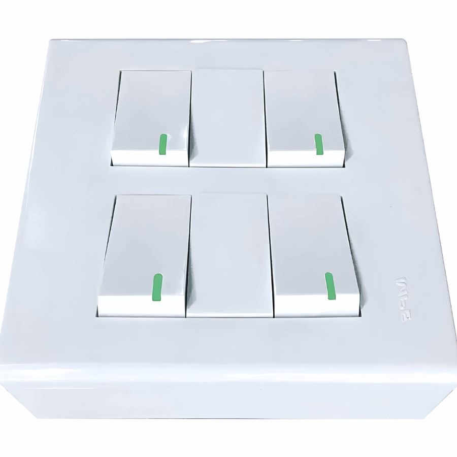 Bộ công tắc đôi 4 công tắc và đế nổi đôi vặn vít A60B24V MPE - Thiết bị điện Mai Linh Electric