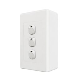 Bộ công tắc đơn - 3 công tắc và đế nổi đơn A20B13N MPE - Thiết bị điện Mai Linh Electric