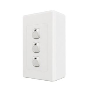 Bộ công tắc đơn - 3 công tắc và đế nổi đơn A20B13N MPE - Thiết bị điện Mai Linh Electric