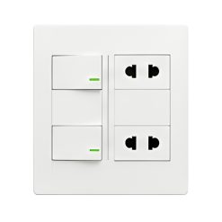 Bộ công tắc ổ cắm đôi - 2 ổ cắm 2 chấu tích hợp 2 công tắc và đế nổi đôi vặn vít A60B22U2V MPE - Thiết bị điện Mai Linh Electric