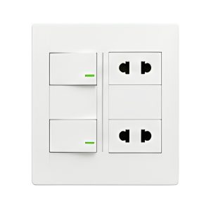 Bộ công tắc ổ cắm đôi - 2 ổ cắm 2 chấu tích hợp 2 công tắc và đế nổi đôi vặn vít A60B22U2V MPE - Thiết bị điện Mai Linh Electric