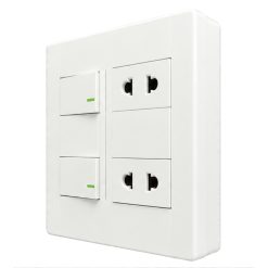 Bộ công tắc ổ cắm đôi - 2 ổ cắm 2 chấu tích hợp 2 công tắc và đế nổi đôi vặn vít A60B22U2V MPE - Thiết bị điện Mai Linh Electric