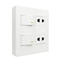 Bộ công tắc ổ cắm đôi - 2 ổ cắm 2 chấu tích hợp 2 công tắc và đế nổi đôi vặn vít A60B22U2V MPE - Thiết bị điện Mai Linh Electric