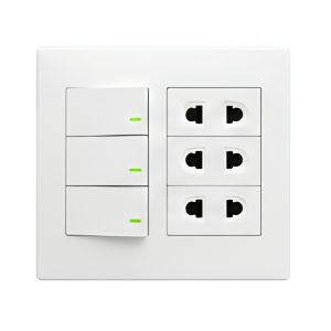 Bộ công tắc ổ cắm đôi - 3 ổ cắm 2 chấu tích hợp 3 công tắc và đế nổi đôi vặn vít A60B23U3V MPE - Thiết bị điện Mai Linh Electric