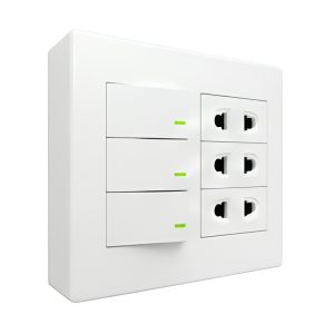 Bộ công tắc ổ cắm đôi - 3 ổ cắm 2 chấu tích hợp 3 công tắc và đế nổi đôi vặn vít A60B23U3V MPE - Thiết bị điện Mai Linh Electric