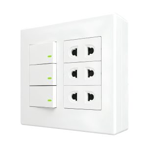 Bộ công tắc ổ cắm đôi - 3 ổ cắm 2 chấu tích hợp 3 công tắc và đế nổi đôi vặn vít A60B23U3V MPE - Thiết bị điện Mai Linh Electric