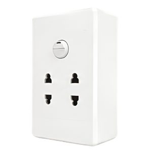 Bộ công tắc ổ cắm đơn - 1 công tắc tích hợp 2 ổ cắm 2 chấu và đế nổi đơn A20B12U1N MPE - Thiết bị điện Mai Linh Electric