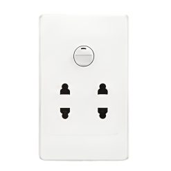 Bộ công tắc ổ cắm đơn - 1 công tắc tích hợp 2 ổ cắm 2 chấu và đế nổi đơn A20B12U1N MPE - Thiết bị điện Mai Linh Electric