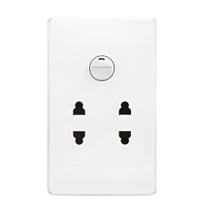 Bộ công tắc ổ cắm đơn - 1 công tắc tích hợp 2 ổ cắm 2 chấu và đế nổi đơn A20B12U1N MPE - Thiết bị điện Mai Linh Electric