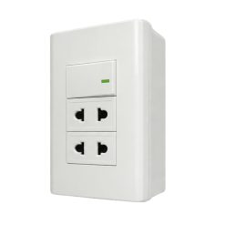 Bộ công tắc ổ cắm đơn - 1 công tắc tích hợp 2 ổ cắm 2 chấu và đế nổi đơn A60B12U1N MPE - Thiết bị điện Mai Linh Electric