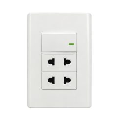 Bộ công tắc ổ cắm đơn - 1 công tắc tích hợp 2 ổ cắm 2 chấu và đế nổi đơn A60B12U1N MPE - Thiết bị điện Mai Linh Electric