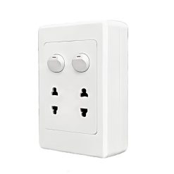 Bộ công tắc ổ cắm đơn - 2 công tắc tích hợp 2 ổ cắm 2 chấu và đế nổi đơn A20B12U2N MPE - Thiết bị điện Mai Linh Electric