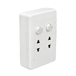 Bộ công tắc ổ cắm đơn - 2 công tắc tích hợp 2 ổ cắm 2 chấu và đế nổi đơn A20B12U2N MPE - Thiết bị điện Mai Linh Electric