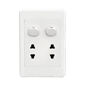Bộ công tắc ổ cắm đơn - 2 công tắc tích hợp 2 ổ cắm 2 chấu và đế nổi đơn A20B12U2N MPE - Thiết bị điện Mai Linh Electric