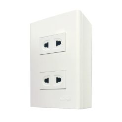 Bộ ổ cắm đơn 2 ổ cắm 2 chấu và đế nổi đơn mã A60B12U MPE - Thiết bị điện Mai Linh Electric