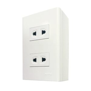 Bộ ổ cắm đơn 2 ổ cắm 2 chấu và đế nổi đơn mã A60B12U MPE - Thiết bị điện Mai Linh Electric