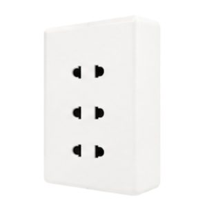 Bộ ổ cắm đơn - 3 ổ cắm 2 chấu và đế nổi đơn A20B13U MPE - Thiết bị điện Mai Linh Electric