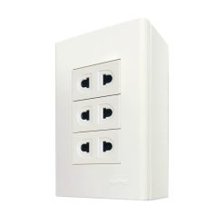 Bộ ổ cắm đơn 3 ổ cắm 2 chấu và đế nổi đơn vặn vít A60B13UV MPE - Thiết bị điện Mai Linh Electric