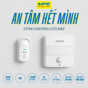 Chuông cửa không dây - không pin - 38 âm tuỳ chọn - tích hợp đèn led cảm biến ánh sáng mã DB5 MPE - Thiết bị điện Mai Linh Electric