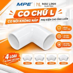 Co chữ L - Co nối 32mm không nắp - Phụ kiện cho ống luồn mã A244/32 MPE - Thiết bị điện Mai Linh Electric