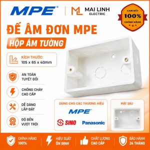 Hộp nhựa âm tường đơn - Đế âm tường đơn A157N MPE - Thiết bị điện Mai Linh Electric