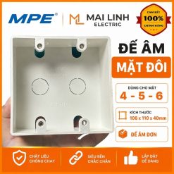 Hộp nhựa âm tường dùng cho mặt đôi - Đế âm dùng cho mặt 4 5 6 mã A157N2 MPE - Thiết bị điện Mai Linh Electric