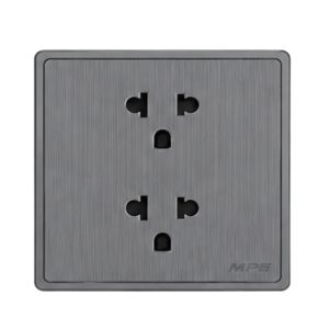 Mặt 2 ổ cắm 3 chấu màu xám S7UES2-GY MPE - Thiết bị điện Mai Linh Electric