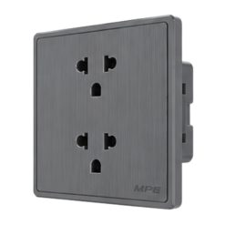 Mặt 2 ổ cắm 3 chấu màu xám S7UES2-GY MPE - Thiết bị điện Mai Linh Electric