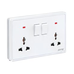 Mặt 2 ổ cắm đa năng và 2 công tắc 10A-250V màu trắng S7MS2-W MPE - Thiết bị điện Mai Linh Electric