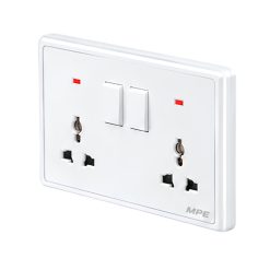 Mặt 2 ổ cắm đa năng và 2 công tắc 10A-250V màu trắng S7MS2-W MPE - Thiết bị điện Mai Linh Electric
