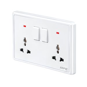 Mặt 2 ổ cắm đa năng và 2 công tắc 10A-250V màu trắng S7MS2-W MPE - Thiết bị điện Mai Linh Electric