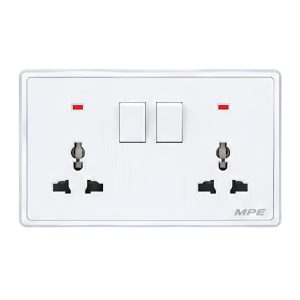 Mặt 2 ổ cắm đa năng và 2 công tắc 10A-250V màu trắng S7MS2-W MPE - Thiết bị điện Mai Linh Electric