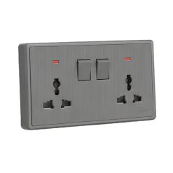 Mặt 2 ổ cắm đa năng và 2 công tắc 10A-250V màu xám S7MS2-GY MPE - Thiết bị điện Mai Linh Electric