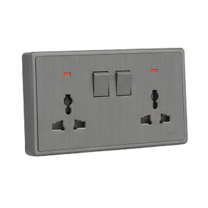 Mặt 2 ổ cắm đa năng và 2 công tắc 10A-250V màu xám S7MS2-GY MPE - Thiết bị điện Mai Linh Electric