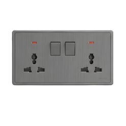Mặt 2 ổ cắm đa năng và 2 công tắc 10A-250V màu xám S7MS2-GY MPE - Thiết bị điện Mai Linh Electric
