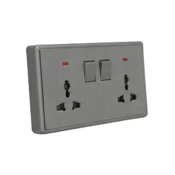 Mặt 2 ổ cắm đa năng và 2 công tắc 10A-250V màu xám S7MS2-GY MPE - Thiết bị điện Mai Linh Electric