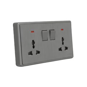 Mặt 2 ổ cắm đa năng và 2 công tắc 10A-250V màu xám S7MS2-GY MPE - Thiết bị điện Mai Linh Electric