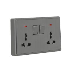 Mặt 2 ổ cắm đa năng và 2 công tắc 10A-250V màu xám S7MS2-GY MPE - Thiết bị điện Mai Linh Electric