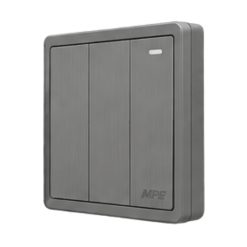 Mặt 3 công tắc 1 chiều 16A - 250V màu xám S703-GY MPE - Thiết bị điện Mai Linh Electric