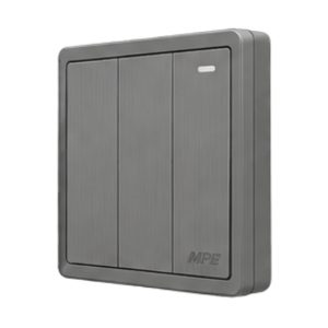 Mặt 3 công tắc 1 chiều 16A - 250V màu xám S703-GY MPE - Thiết bị điện Mai Linh Electric