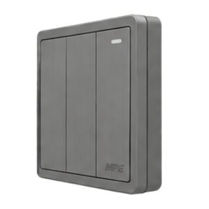 Mặt 3 công tắc 1 chiều 16A - 250V màu xám S703-GY MPE - Thiết bị điện Mai Linh Electric