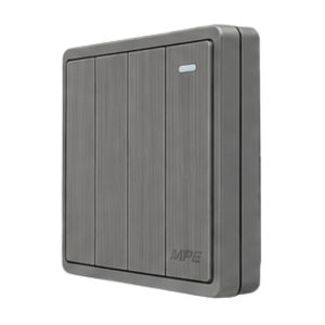 Mặt 4 công tắc 1 chiều 16A - 250V màu xám S704-GY MPE - Thiết bị điện Mai Linh Electric